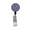 Carolines Treasures Letter W Football Purple and White Retractable Badge Reel CJ1068-WBR